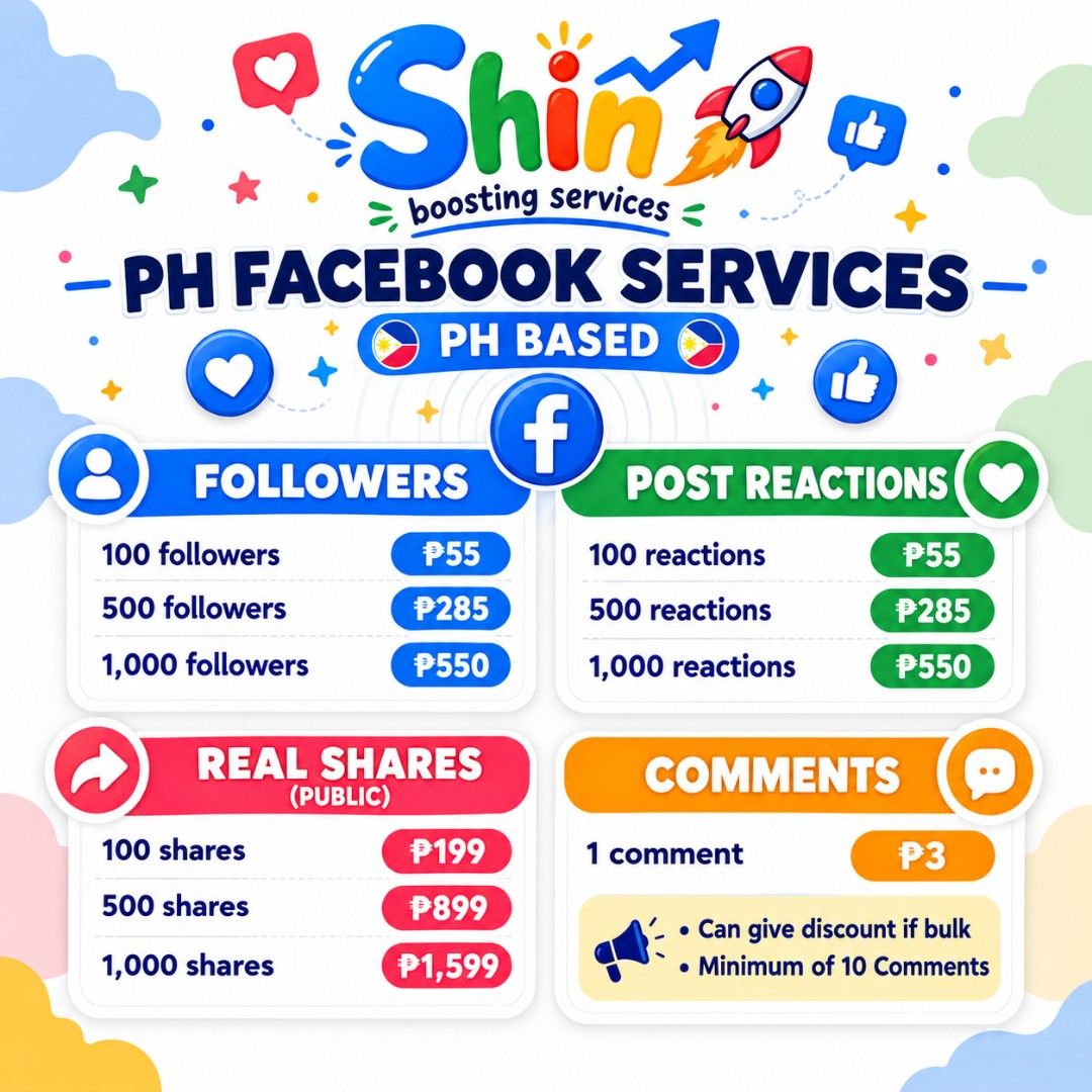 🚀 PH BASED FACEBOOK BOOSTING SERVICES | FOLLOWERS, REACTIONS, AND MORE! (Category: In-Game Products) located in Manila. Submitted by superhelix (Listing ID 1460069539, Image 1). Description: 🚀 Want to increase your social media engagement faster? We offer Facebook services for content creators, small businesses, online sellers, and page owners looking to increase engagement and reach 🔥 ✨ Available Services: 👥️ FOLLOWERS ❤️ REACTIONS ↪️ REAL S