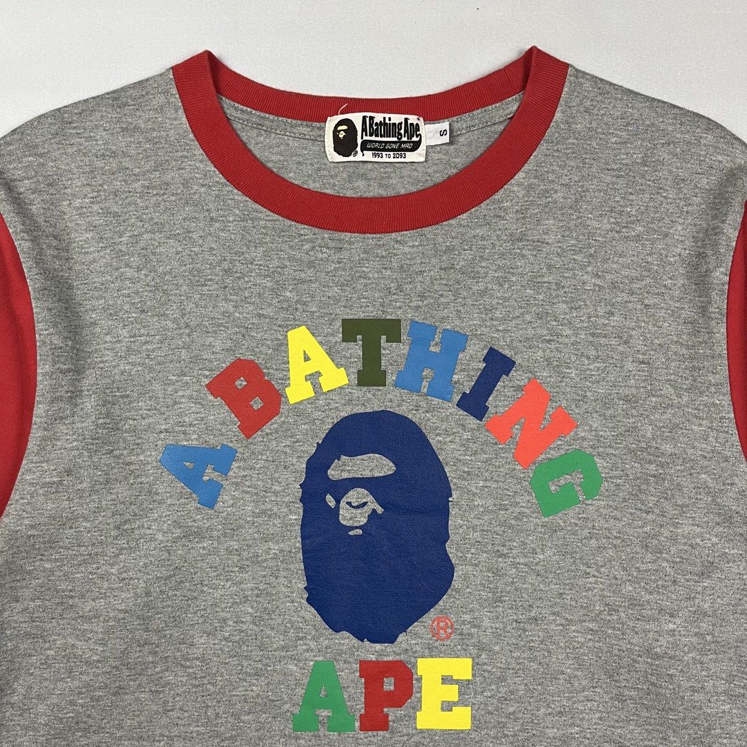 A Bathing Ape College Logo Raglan 3/4 Sleeve (Category: Activewear) located in Puerto Princesa. Submitted by paradise5300 (Listing ID 1460047934, Image 3). Description: A Bathing Ape College Logo Raglan 3/4 Sleeve Tagged Size: Small Dimensions Inches length: 26 Inches width: 18 Condition: Excellent Color rate: 9.8 Flaws: None 1,899 shipping fee is not yet included. .