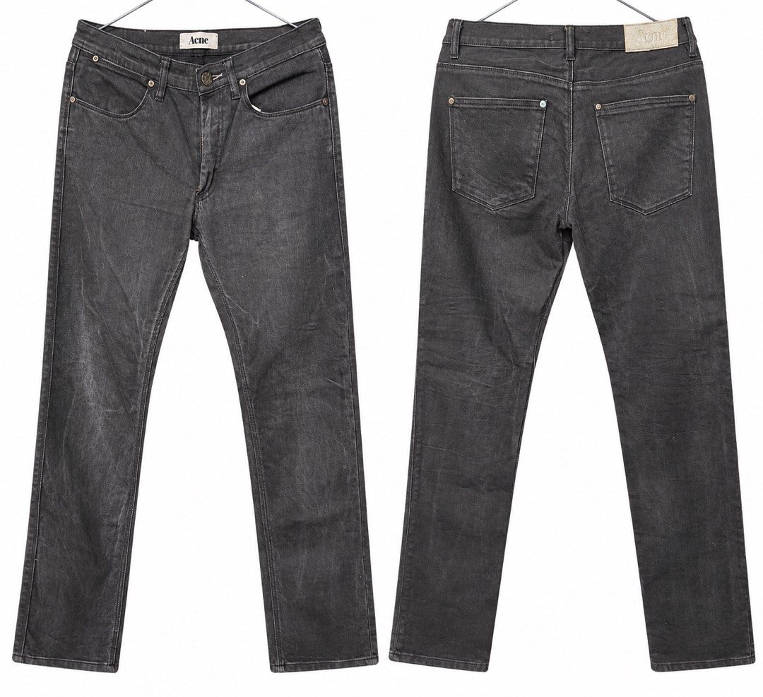 Acne Studios Max New Cash Black Jeans (Category: Jeans) located in Banga. Submitted by yuzennn (Listing ID 1459961325, Image 1). Description: PERSONAL ITEM! Authentic Acne Studios Max New Cash jeans in washed/faded black. Older Acne label version with classic 5-pocket construction and slim-fit silhouette. Model: Max New Cash Size: 31/34 Material: 98% Cotton, 2% Elastane Made in Albania Color: Washed/Faded Black Condition: Pre-loved, good conditio