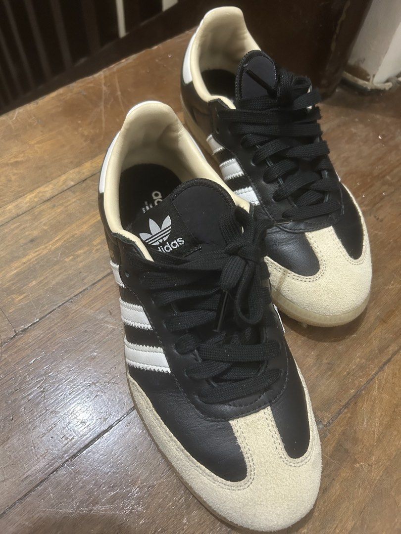 ADIDAS OG Samba (Beige and Black) (Category: Sneakers) located in Manila. Submitted by soyyoanna (Listing ID 1460058800, Image 2). Description: Special sizing (bought in Taiwan last year) I’m usually US 7 (24cm) and this fits like a glove. Original price is 6k + Sold as is, no more box (but can provide another box) RFS: decluttering .