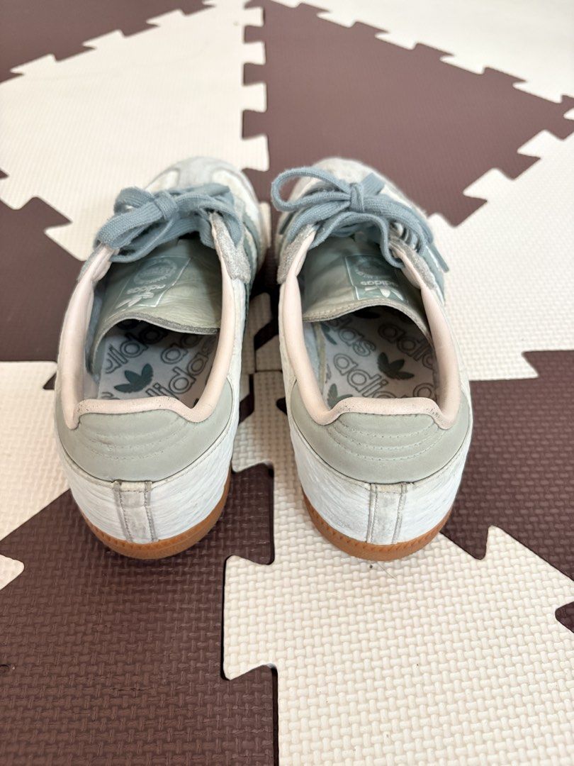 Adidas Samba OG Grey White Blue Sneakers (Category: Sneakers) located in Mandaluyong City. Submitted by rhoxiebee (Listing ID 1459964783, Image 3). Description: -Adidas Samba Silver Green Size: US 8 UK 6 1/2 FR 40 JP 250 CHN 245 - Grey suede and white leather upper - Light blue stripes - Gum sole for excellent grip - Pre-loved with plenty of wear left - Ideal for everyday casual wear.
