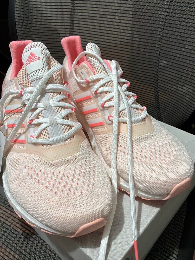 Adidas Ultraboost 20 Lab (Category: Casual Shoes) located in Quezon City. Submitted by kyleher (Listing ID 1460015952, Image 1). Description: - Adidas Ultraboost 20 Running Shoes -Mens Size: US 10 - Colorway: Light Pink & White with Coral Accents - Condition: Brand New with Tags Attached - Ideal for: Running and Everyday Wear.