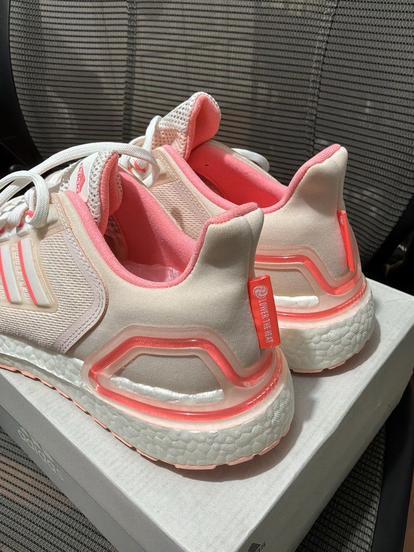 Adidas Ultraboost 20 Lab (Category: Casual Shoes) located in Quezon City. Submitted by kyleher (Listing ID 1460015952, Image 2). Description: - Adidas Ultraboost 20 Running Shoes -Mens Size: US 10 - Colorway: Light Pink & White with Coral Accents - Condition: Brand New with Tags Attached - Ideal for: Running and Everyday Wear.