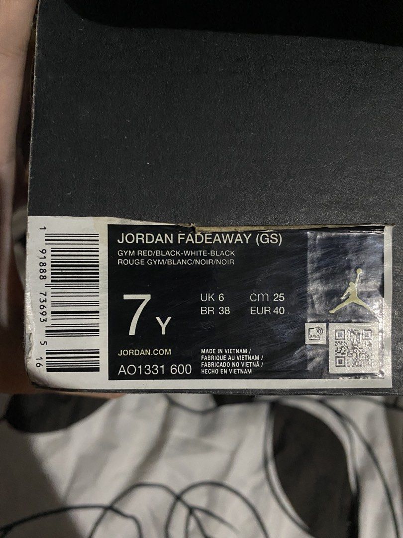 Unisex Air Jordan Fade Away GS (Category: Dress Shoes) located in Subic. Submitted by sailuna (Listing ID 1460098768, Image 3). Description: The original price is 7,500 but I’ll sell it for only 1,000. This is limited edition good for outfit and collection. <3 .