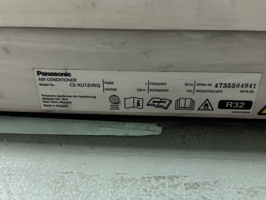 Aircon Split Type 1.5HP Panasonic (Category: Other Home Appliances) located in Manila. Submitted by rnc.shop (Listing ID 1460021140, Image 2). Description: FOR SALE: Panasonic Premium Inverter 1.5HP Split Type Aircon Model: CS-XU12VKQ 2019 Specs: 1.5 HP | Eco-friendly R32 Gas | nanoe™ X Air Purifier | High EER (Very tipid sa kuryente) Location: Manila With Repair History For pickup, Buyer handles dismantling .