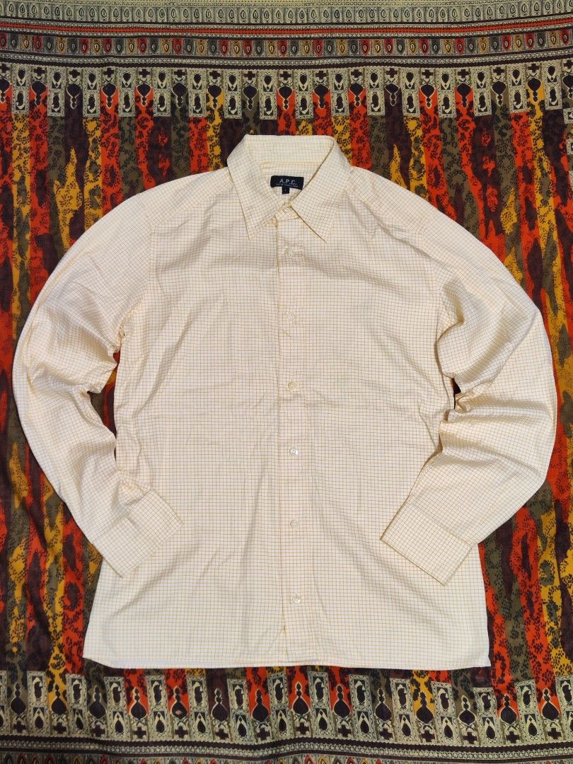 A.P.C. Rue De Fleurus Paris, Checkered, Button down shirt (Category: Luxury Apparel) located in Baguio. Submitted by damit_pang_tao (Listing ID 1460093093, Image 1). Description: A.P.C. Rue De Fleurus Paris checkered button down shirt Size on tag: 1 (Small, US) Dimensions: L28xW21xS25 Condition: excellent 9/10 (no hidden issues) Mine: 1280+sf Disclaimer: Damit Pang Tao is not affiliated or connected to the brand mentioned above or any posts this 