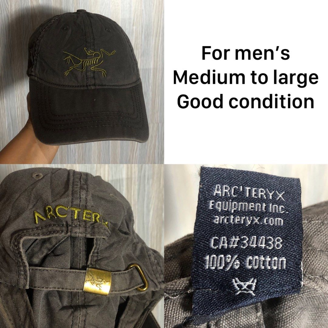Arc'teryx Equipment Inc. Cotton Cap (Category: Caps & Hats) located in Montevista. Submitted by rdthriftshub (Listing ID 1460064904, Image 1). Description: - Arc'teryx Cap for Men - Fits Medium to Large - 100% Cotton Material - Adjustable Strap with Metal Buckle - Embroidered Arc'teryx Logo (Front & Back) - Ideal for Everyday Wear.