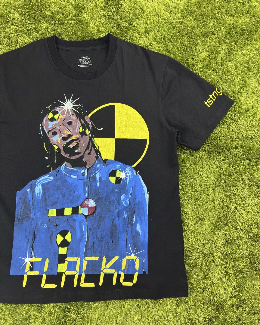 ASAP ROCKY Testing in Progress Tee (Category: Tshirts & Polo Shirts ) located in Lucena. Submitted by shopdotmane (Listing ID 1460025982, Image 2). Description: ASAP ROCKY Testing in Progress Tee Large on tag 22 (width) x 29 (length) 9/10 condition Minor hairline cracks .