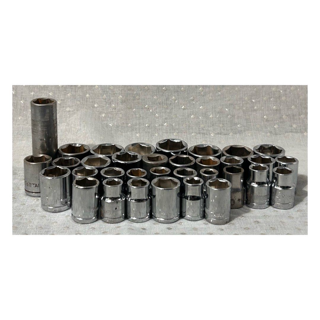 Assorted Brand Metric 3/8 drive 6 point sockets (Category: Everything Else Others) located in Pasig City. Submitted by califinestcollectibles (Listing ID 1459917662, Image 3). Description: Assorted Brand Metric 3/8 drive 6 point sockets HT#0036 34pcs On Hand - 100 each •13 duralast 75-313 •17mm Pr W38217 taiwan •3pcs 17mm taiwan - 100 each •19mm Pr W38219 taiwan •18 dewalt 86-313D •19mm taiwan •15 chanel lock •14mm Pr W38214 taiwan •14mm taiwan •