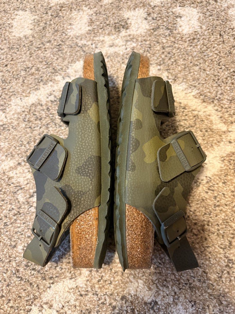 Auth Preloved Birkenstock Milano (Category: Babies & Kids Fashion) located in Paranaque City. Submitted by silentstone.dolphin (Listing ID 1459904047, Image 3). Description: Camouflage.. Soft Footbed.. Unisex.. Fit kids 10-12y or Size 6us women👌 Super Ganda/Gwapo in Actual😍.