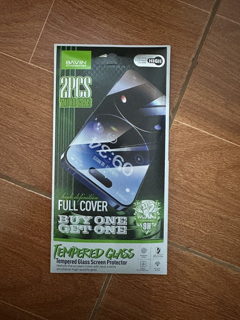 BAVIN 2PCS iPhone 14 ProMax Full Cover Tempered Glass Screen Protector (Category: Other Mobile & Gadget Accessories) located in Mandaluyong City. Submitted by vastrabbit.138b36 (Listing ID 1459929693, Image 1). Description: - BAVIN 2PCS Full Cover Tempered Glass Screen Protector - Buy One Get One FREE Offer! - High Definition (HD) with Real Clarity - Restores True Screen Color - Made with High-Quality Glass - Durable with High Hardness (9H) - Fin