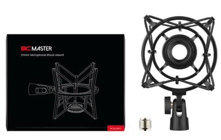 BC MASTER 21mm Microphone Shock Mount (Category: Microphones) located in Las Pinas. Submitted by jaziyah4 (Listing ID 1459963104, Image 1). Description: - BC MASTER Black Microphone Shock Mount - Fits microphones with a 21mm diameter - Effectively reduces vibrations and handling noise - Improves audio quality for recording and streaming - Comes with an adapter - Includes original packaging - Ready for immediate shipping BC Master Universal Microp