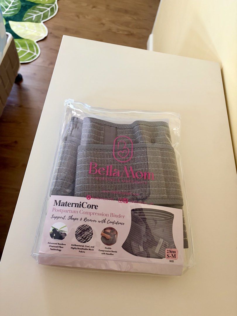 BellaMom Matern iCore Postpartum Compression Binder S/M (Category: Maternity Care) located in Butuan. Submitted by darlingscloset (Listing ID 1460023232, Image 3). Description: - BellaMom Maternity Postpartum Compression Binder - Aids in postpartum support, shaping, and recovery - Made with advanced bamboo charcoal fiber technology - Antibacterial, cool, and highly breathable mesh fabric - Double compression bands with easy-grip handles - Size: S