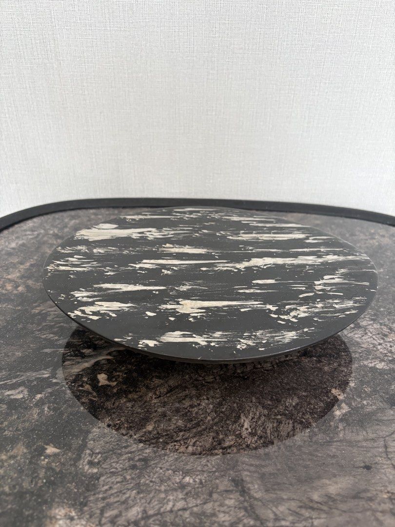 Black and Silver Textured Decorative Plate Riser (Category: Other Home Decor) located in Manila. Submitted by foundhouseph (Listing ID 1459986983, Image 1). Description: -Price:299php - Unique decorative riser - 10 inches diameter. 8 inches width. 2 inches height - Perfect for display or standalone decor.
