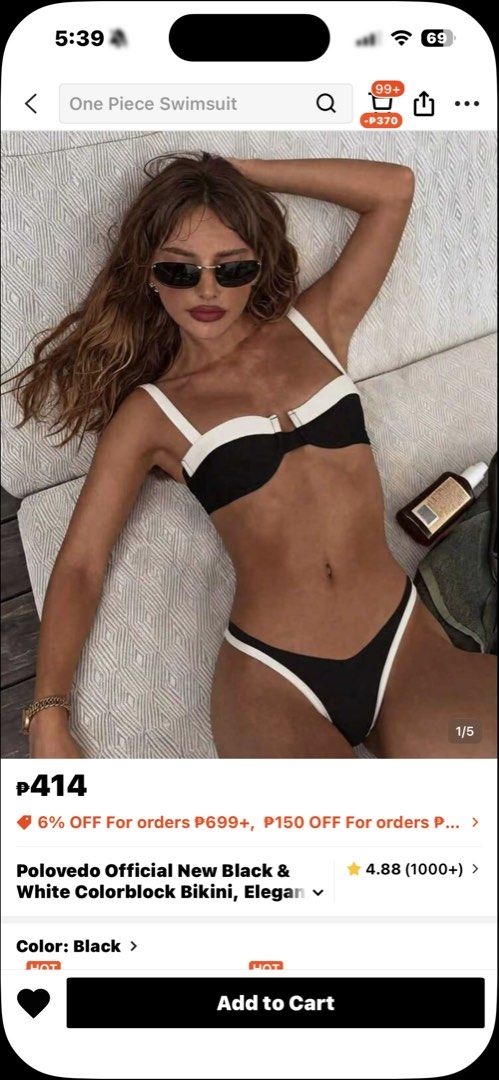 Black and White Bikini (Category: Bikinis & Swimsuits) located in Taguig. Submitted by yanideclutters (Listing ID 1460010774, Image 2). Description: last price size small.