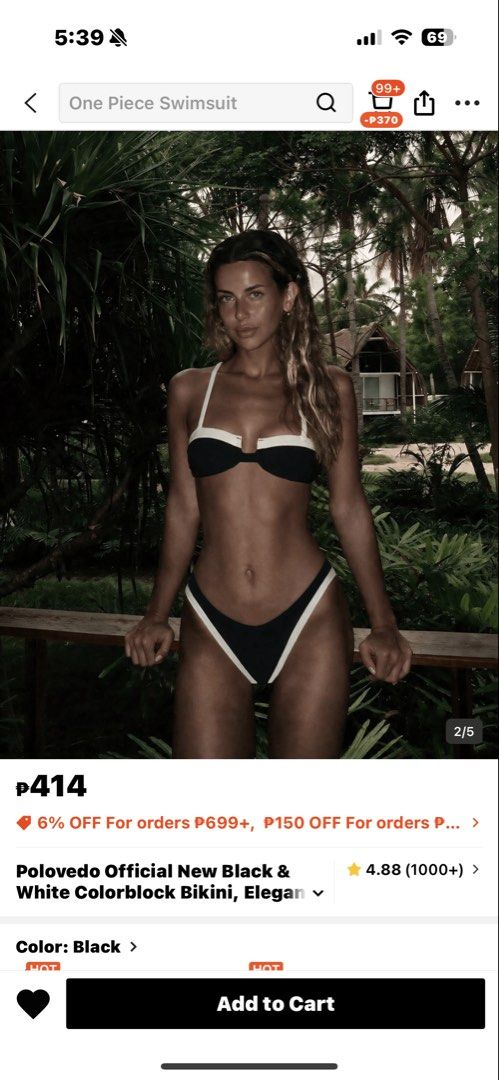 Black and White Bikini (Category: Bikinis & Swimsuits) located in Taguig. Submitted by yanideclutters (Listing ID 1460010774, Image 3). Description: last price size small.