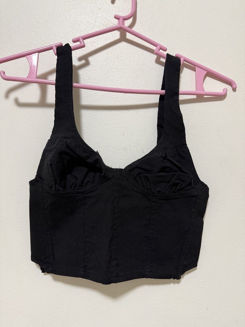Black bustier crop top (Category: Sleeveless) located in Quezon City. Submitted by clothe.kr (Listing ID 1460049046, Image 1). Description: Used once.