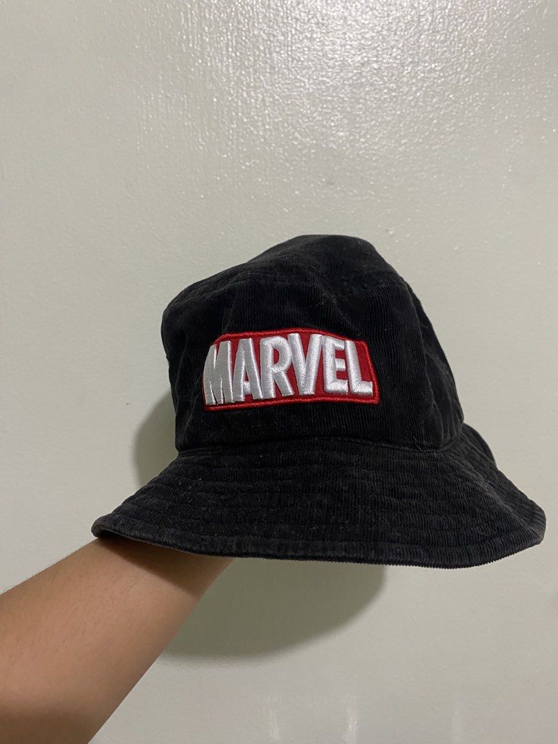 Black Corduroy Marvel Logo Bucket Hat (Category: Caps & Hats) located in Manila. Submitted by nicolezald25729 (Listing ID 1460096692, Image 1). Description: - Black corduroy bucket hat - Features iconic Marvel logo embroidery - Made from Japan -100% cotton - Perfect for Marvel fans - Ideal for sunny days or adding style to any outfit - Easy to wear and fashionable 📍Loc: Parañaque 💸Mop: Maribank 🚚Mod: Lalamove .