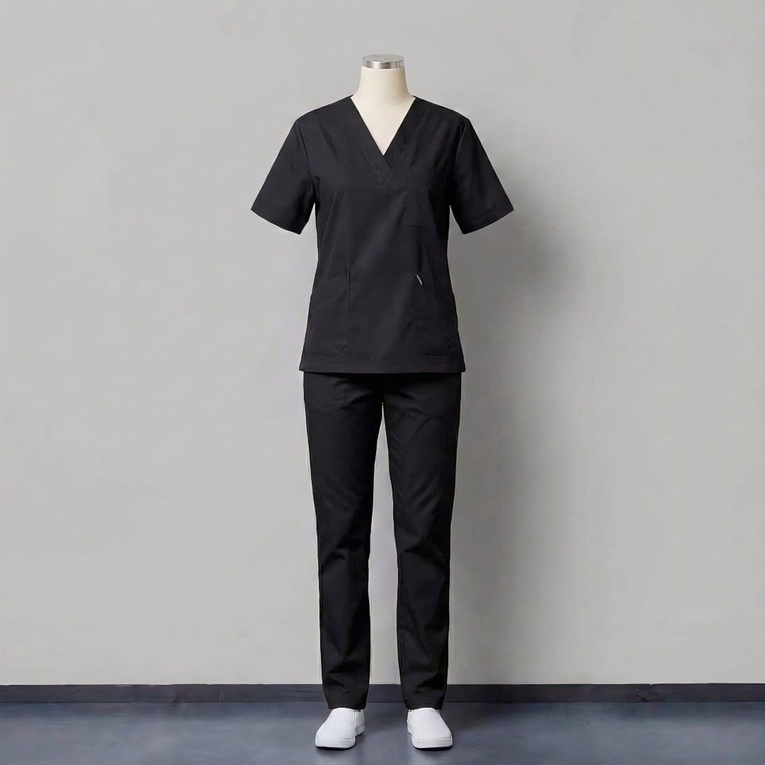 Black V-neck Scrub Suit Set (Category: Sets or Coordinates) located in San Fernando. Submitted by kaiddelrosario (Listing ID 1460071700, Image 1). Description: 🎀 Comfortable black scrubs set 🎀 Katrina fabric 🎀 Fits Extra Small (XS) to Small (S) 🎀 Comfortable and practical for work 🎀 Durable uniform, great for medical professionals.