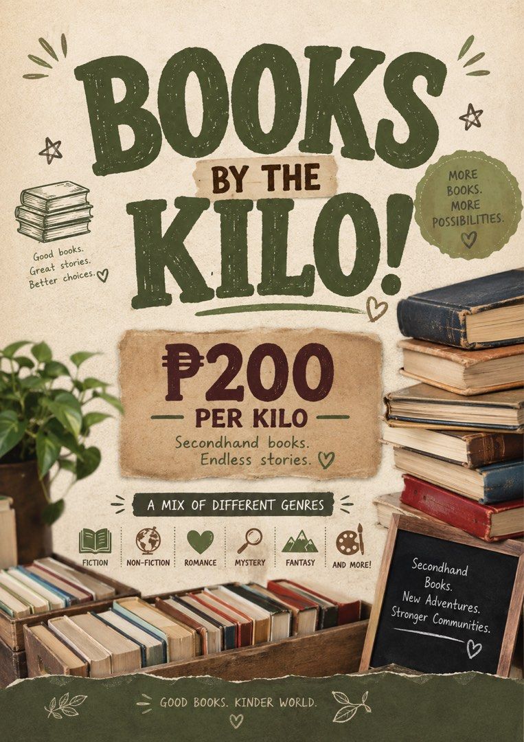 BOOKS PER KILO (Category: Storybooks) located in Santiago. Submitted by bookworm_club (Listing ID 1459921109, Image 1). Description: BOOKS PER KILO Choose from our wide variety of genres: •Fiction •Non-fiction •Children’s Books •Teens •Reference Or you can request to have it assorted! Message us. 😊 Note: no picking of titles.