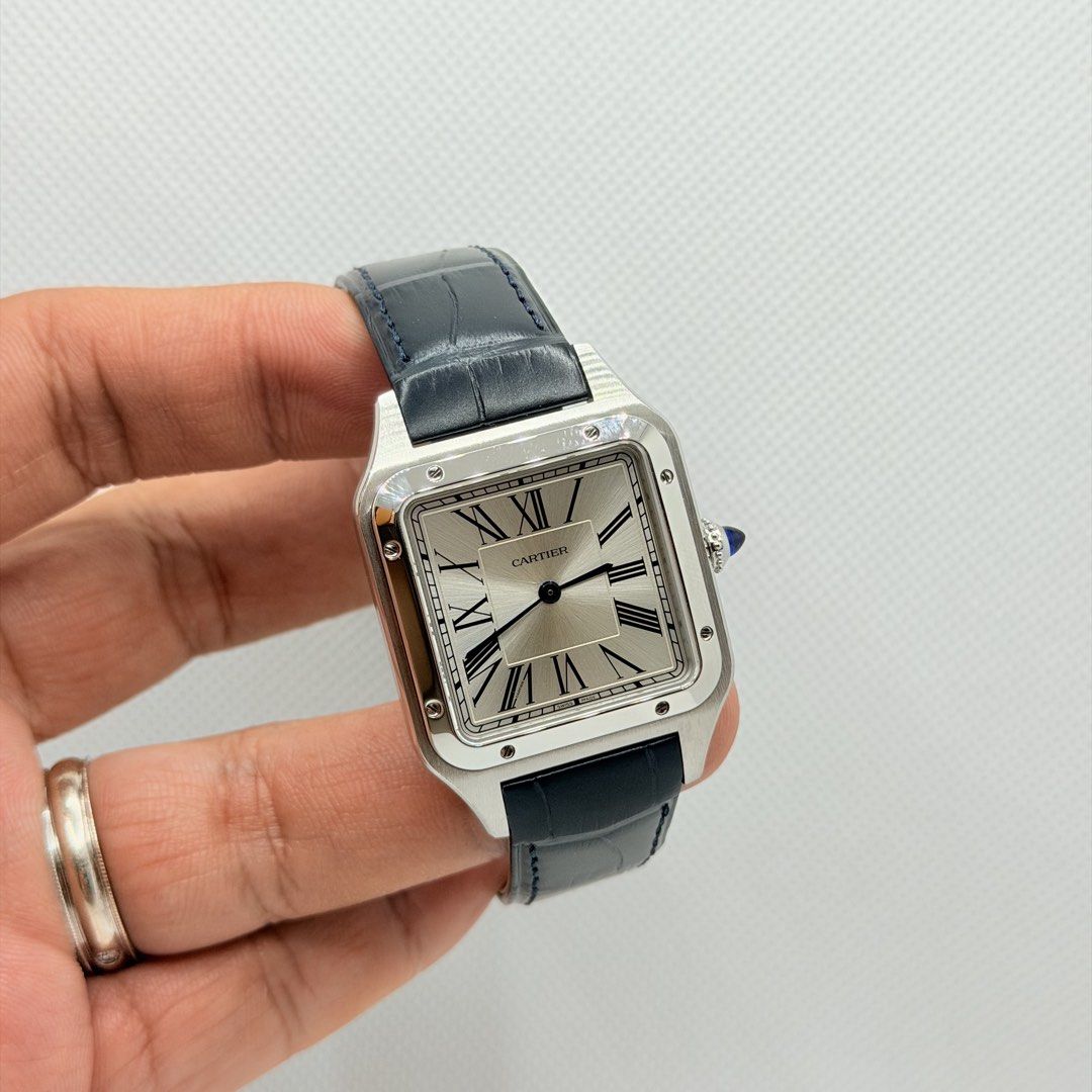 Brand New 09/2026 Cartier Santos Dumont Large Model Silver Dial Leather Strap WSSA0085 (Category: Watches) located in Singapore. Submitted by worthytime (Listing ID 1459975245, Image 1). Description: 🫵Join our Tele-gram channel for latest updates: worthytime.biz/tele ➡️Cartier Santos Dumont Large Model Silver Dial Leather Strap WSSA0085 ➡️September 2026 (8 Years Cartier International Warranty Till 09/2031) ➡️Brand New Unworn ➡️Dimensions: 43.5 x