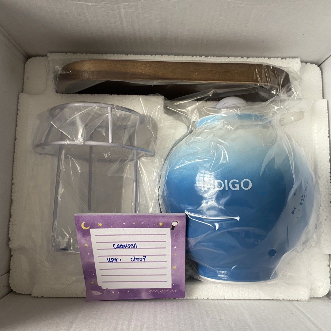 BTS Merch Box #16 Indigo RM Ceramic Mood Lamp (Category: Handmade Craft) located in Angeles City. Submitted by chro7 (Listing ID 1460007021, Image 1). Description: 💕 Indigo ceramic mood lamp from Merch Box #16 - Comes in original packaging with styrofoam inserts 💕 inclusions: see photo. no PC 💕 no issues 💕 unsealed only to get pc, lamp is UNUSED 💕 payo 💕 mop: Gcash / Instapay 💕 RFS: decluttering, need funds for school Note: Bulky item, tot