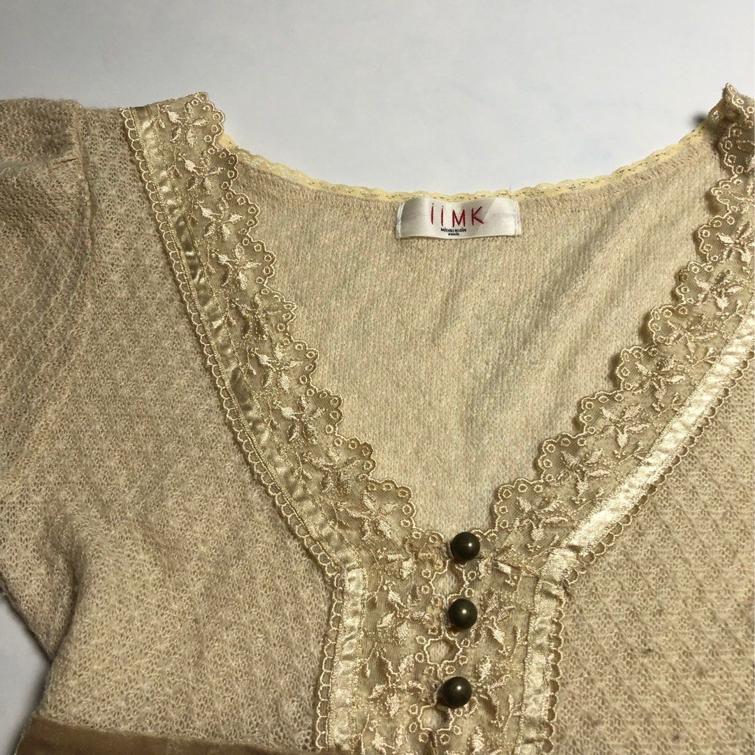 BUNDLE Beige Textured Bustier Top & Brown Ruffle Skort Set (Category: Sets or Coordinates) located in San Pedro. Submitted by subtrop.asph (Listing ID 1460013284, Image 3). Description: Top Fits S Skort with garter - waist 24-30”, Length 18” Sold as set Discount only for fast payer (within 24 hours) - Cute beige textured top from MICHEL KLEIN Paris - Features flutter sleeves and delicate lace trim around the neckline - Three small buttons down th