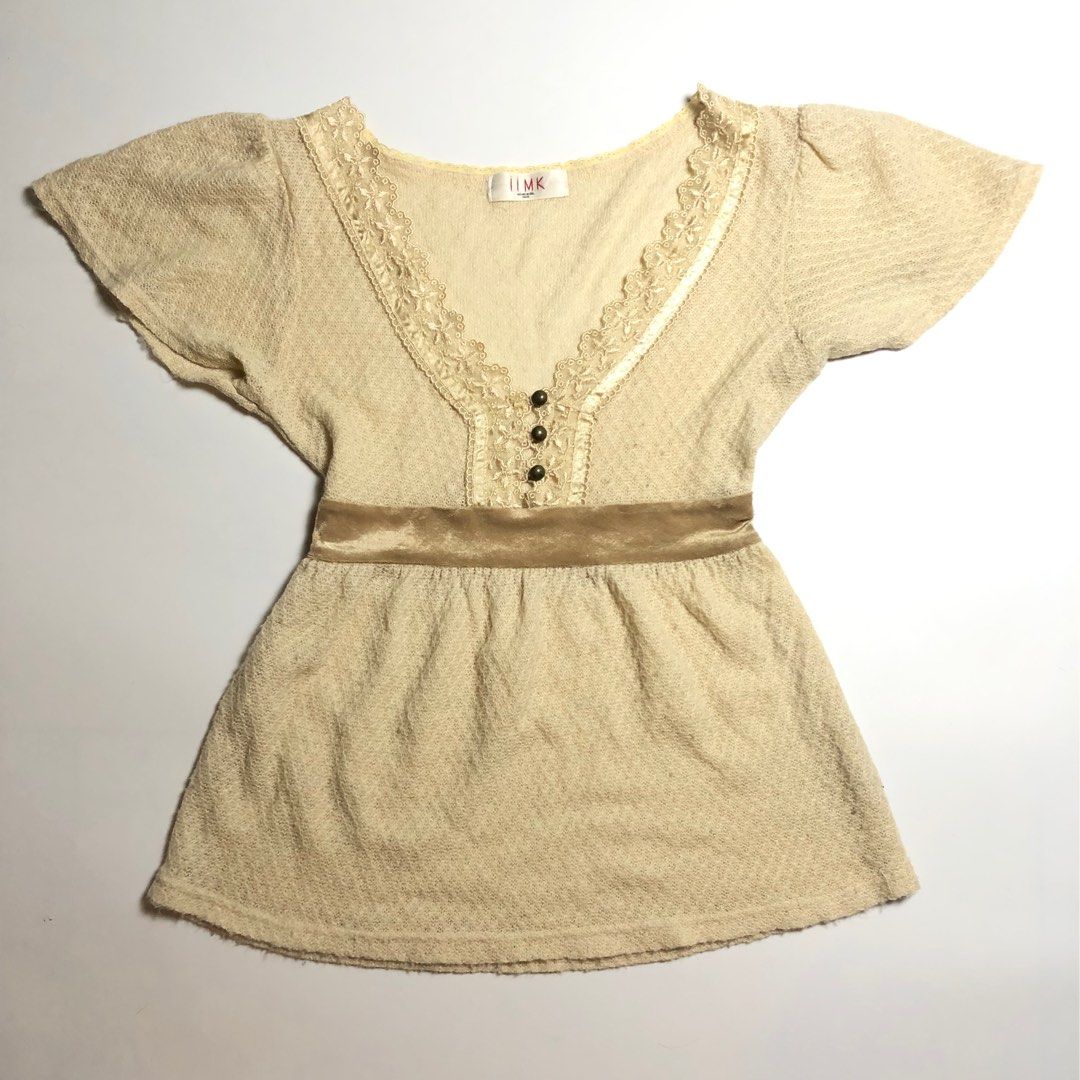 BUNDLE Beige Textured Bustier Top & Brown Ruffle Skort Set (Category: Sets or Coordinates) located in San Pedro. Submitted by subtrop.asph (Listing ID 1460013284, Image 2). Description: Top Fits S Skort with garter - waist 24-30”, Length 18” Sold as set Discount only for fast payer (within 24 hours) - Cute beige textured top from MICHEL KLEIN Paris - Features flutter sleeves and delicate lace trim around the neckline - Three small buttons down th