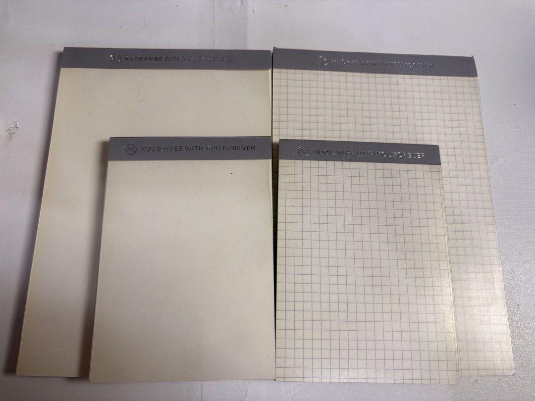 Bundle set of memo pads (Category: Stationery & School Supplies) located in Pasig City. Submitted by purplewingsph1 (Listing ID 1460104117, Image 1). Description: - x1 A5 and x1 A6 grid - x1 A5 and x1 A6 blank - bundle of 4 - with discoloration on the sides PAYO Only. Strictly no COD. (Please view my Carousell profile for proof of legitimacy: purplewingsph1) Mode of payment: Gcash, Maya, or Bank transfer (Seabank or UB) Mode of Delivery: Buyer wi