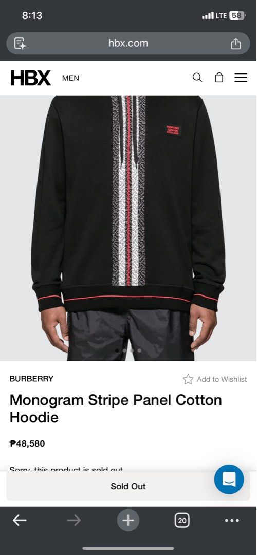 Burberry Monogram Stripe Panel Cotton Hoodie (Category: Luxury Apparel) located in Caloocan City. Submitted by niannnnnnnnnn (Listing ID 1460041764, Image 1). Description: - Authentic Black Burberry Hoodie - Features iconic Monogram Stripe Panel - Red and White Stripe Details - Burberry London England Patch on Chest - Ideal for Casual Wear brandnew af .