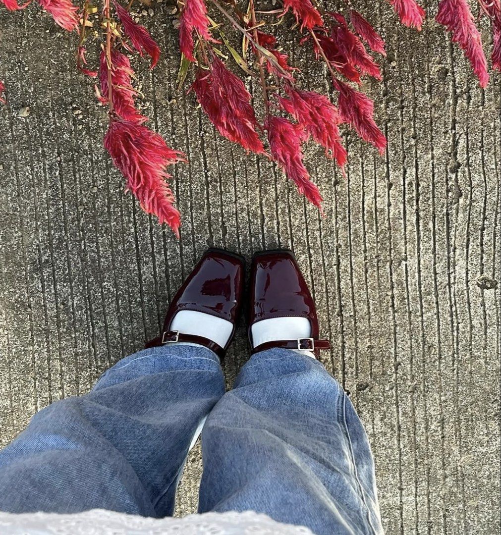 Burgundy Square Toe Mary Janes (37) (Category: Flats & Sandals) located in Guinobatan. Submitted by ktonkatsu (Listing ID 1460051942, Image 2). Description: - Adjustable ankle strap - Front strap detail - Low block heel RFS: decluttering.