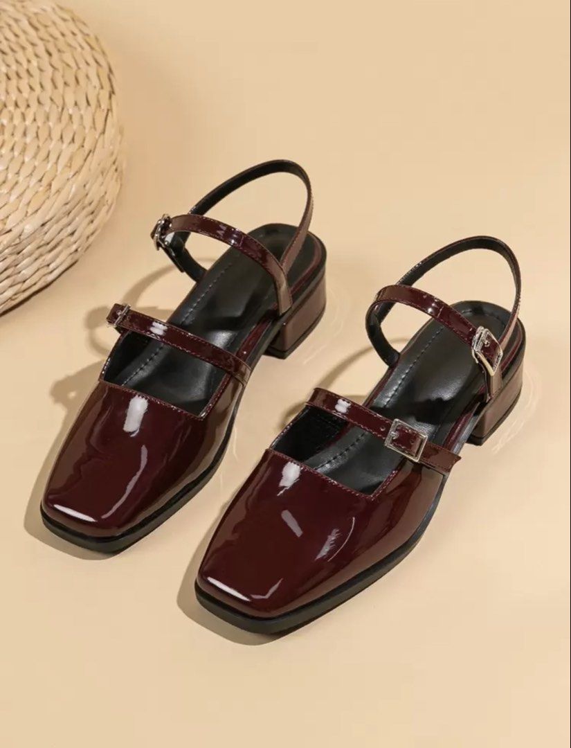 Burgundy Square Toe Mary Janes (37) (Category: Flats & Sandals) located in Guinobatan. Submitted by ktonkatsu (Listing ID 1460051942, Image 1). Description: - Adjustable ankle strap - Front strap detail - Low block heel RFS: decluttering.