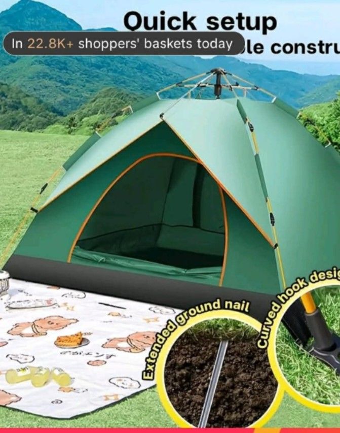 Camping tent and Airbed (Category: Hiking & Camping) located in Caloocan City. Submitted by heyah24 (Listing ID 1459980707, Image 2). Description: camping tent and airbed ( brand new) di pa nagamit RFS: nacancel Ang outing di natuloy benta na lng binuksan lng Ang tent chineck lng good for 5 to 7 person Malaki sya tent is automatic binabaan na price mura na lng .