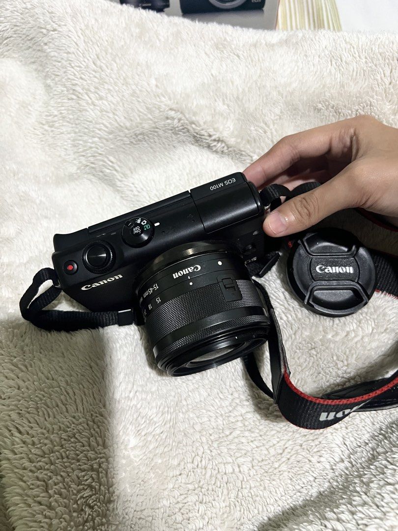 Canon EOS M100 (g7x dupe) (Category: Cameras) located in Balanga. Submitted by cantreplyherehahahaha (Listing ID 1460058923, Image 2). Description: For Sale Canon EOS M100 💗 No issue!! inclusions: Bag orig battery charger 15-45mm lens ₱25k Nego meet up or lbc & lala.