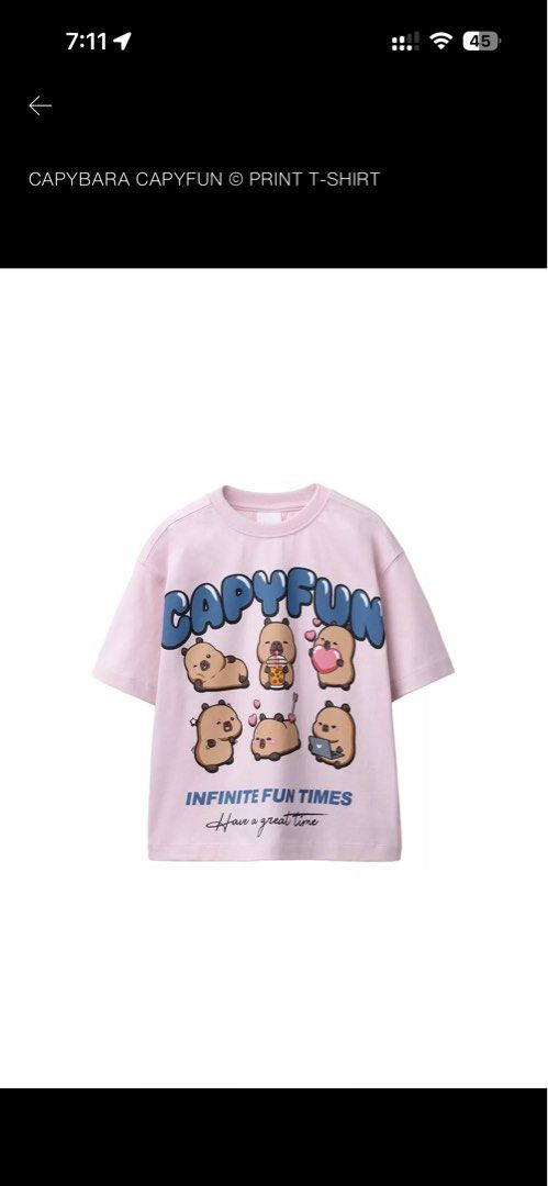 Capybara Capyfun T shirt (Category: Blouses) located in Manila. Submitted by ejjjjjjjt (Listing ID 1460029081, Image 1). Description: 13/14 Years old (164CM) Fits small to medium since medium size girly po..