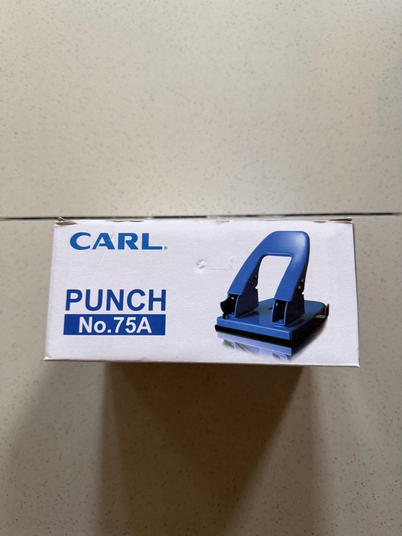 CARL Punch No. 75A (Category: Craft Supplies & Tools) located in Taytay. Submitted by b.thrifts (Listing ID 1459997706, Image 2). Description: - [SEALED] CARL Punch No. 75A - Safe and longer-lasting sharper cut - Handle lock for easy storage - Adjustable gauge for paper positioning - Easy waste disposal system - Ideal for office or home use PAYMENT VIA: Gcash, GoTyme, Maribank Shipping via: Lalamove or Gogo Xpress Loc: Taytay, Rizal.