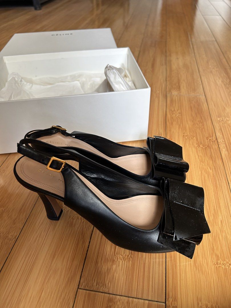 Celine Black Ribbon Slingback Heels (Category: Heels) located in Makati City. Submitted by megoygoy (Listing ID 1459972792, Image 3). Description: Size 37 Original Celine SRP is P55,000 RFS: I dont use my heels so much anymore and I need more closet space!.