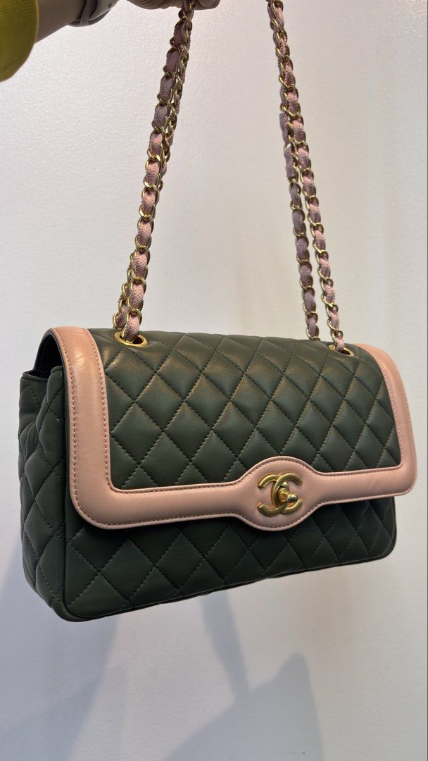 CHANEL Day Medium Green/Pink Flap Bag (Category: Luxury Bags & Wallets) located in Taguig. Submitted by shoppersluxe2394 (Listing ID 1460059732, Image 1). Description: .