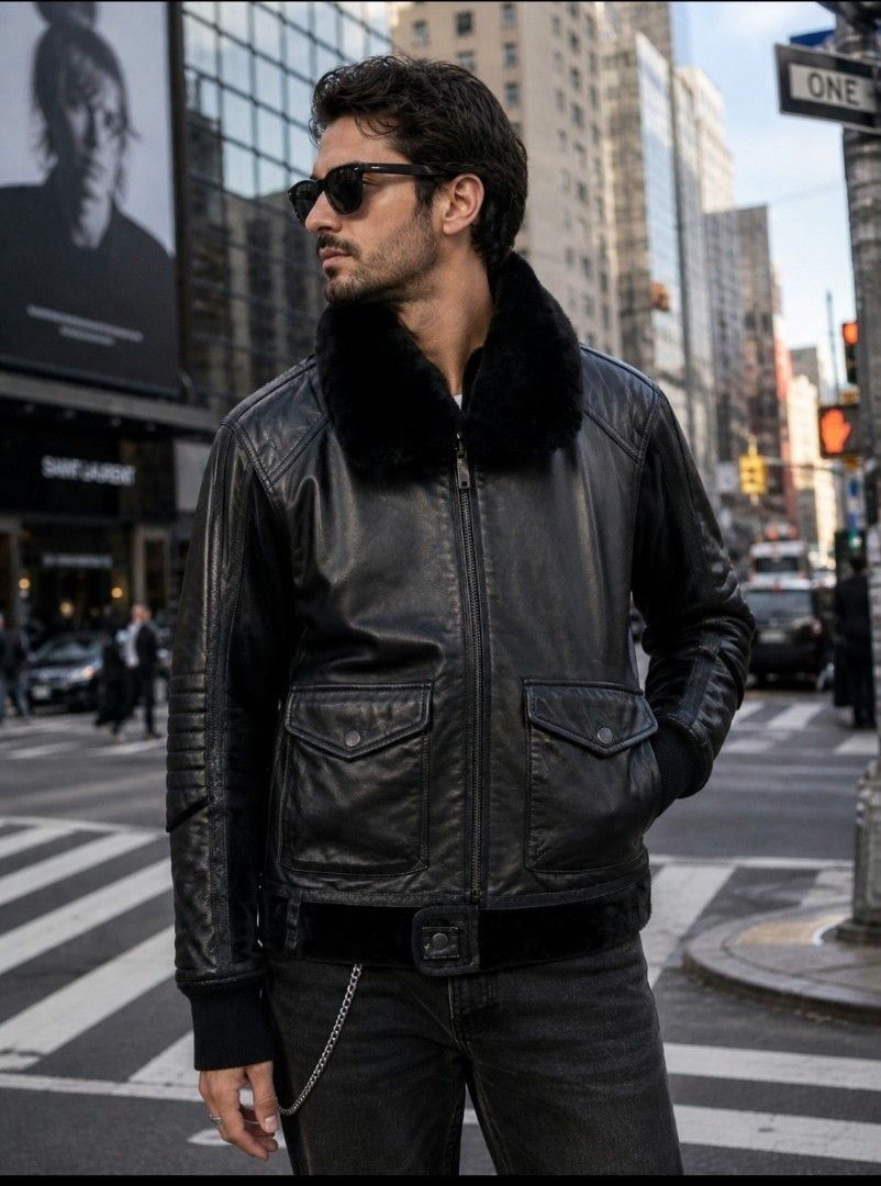 CHEVIGNON AVIATOR TYPE LEATHER JACKET FOR MEN'S (Category: Coats, Jackets and Outerwear) located in Baguio. Submitted by vertex_nga.pow (Listing ID 1460042165, Image 1). Description: CHEVIGNON AVIATOR TYPE LEATHER JACKET FOR MEN'S SMALL MEDUIM DIMENSION 26L BY 19 ARMPIT TO ARMPIT 17 INCHES SHOULDER TO SHOULDER 25 INCHES SLEEVE SHEEPSKIN LEATHER MATERIAL CUT TAG ONLY EXCELLENT CONDITION BAGUIO LOCATION REMOVABLE FUR JNT COURIER PASS COD UNLI VOUCH