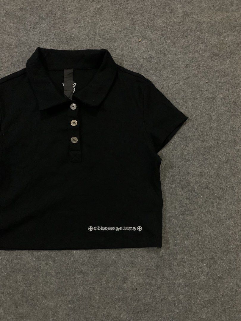 CHROME HEARTS POLO SHIRT (Category: Others Tops) located in General Santos City (Dadiangas). Submitted by thrift_n_south (Listing ID 1460053272, Image 2). Description: Excellent Condition 10/10 Color Rate Dimes: 15x16.5 (Crop Polo Shirt) Flawless | No issue .
