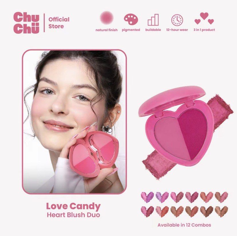 ChuChu Love Candy Heart Blush Duo (Category: Makeup) located in Manila. Submitted by mikainductivo (Listing ID 1460061398, Image 1). Description: - Chuchu Love Candy Heart Blush Duo - Brandnew 📍Meycauayan City Bulacan mod: lalamove, jnt, direct pickup mop: gcash, maya, cash.