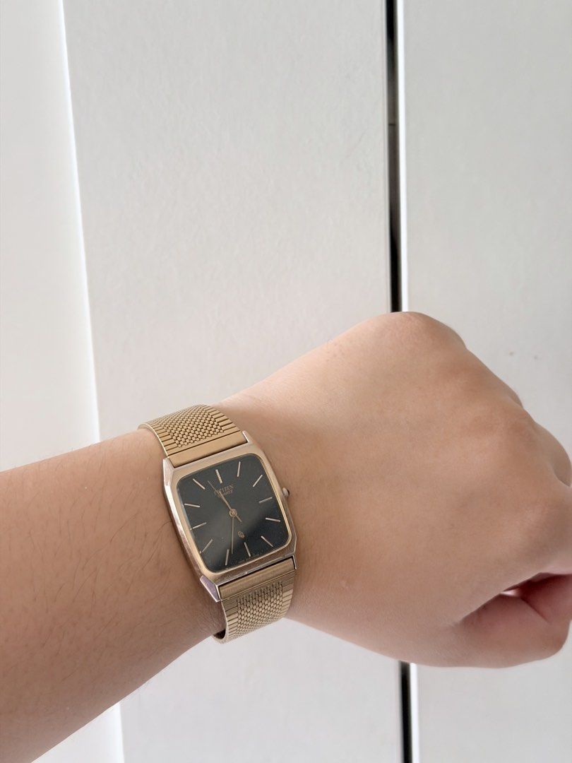 Citizen Quartz Gold Mesh Watch (Category: Women's Watches) located in Caloocan City. Submitted by celinedela34099 (Listing ID 1459932464, Image 1). Description: - Classic square face Citizen watch - Gold tone with a sleek mesh band - Simple and timeless design - Works well and ready for wear - Adjustable strap for a comfortable fit - Perfect for everyday or dressing up.