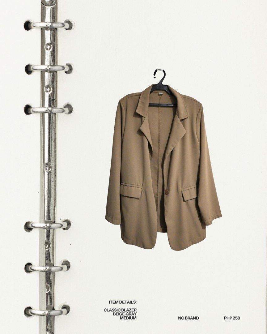 Classic Blazer (Category: Coats, Jackets and Outerwear) located in Manila. Submitted by pulledfrom.ph (Listing ID 1459963113, Image 1). Description: Product Code: PF003 item details: classic blazer beige-gray medium.