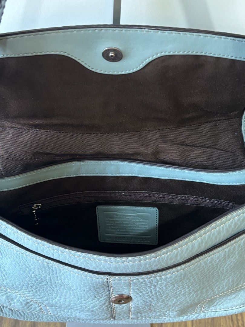 [CLEARANCE SALE] Coach Soft Mint Chelsea Pebbled Leather Flap Bag (Category: Luxury Bags & Wallets) located in Manila. Submitted by vintage.maem (Listing ID 1460016897, Image 3). Description: CCH Soft Mint Chelsea Pebbled Leather Flap Bag Code: F12336 *𝘤𝘩𝘢𝘳𝘮 𝘯𝘰𝘵 𝘪𝘯𝘤𝘭𝘶𝘥𝘦𝘥* Condition: 8.7/10 Rank AB Mine: ₱3499 ⚠️ Signs of wear.