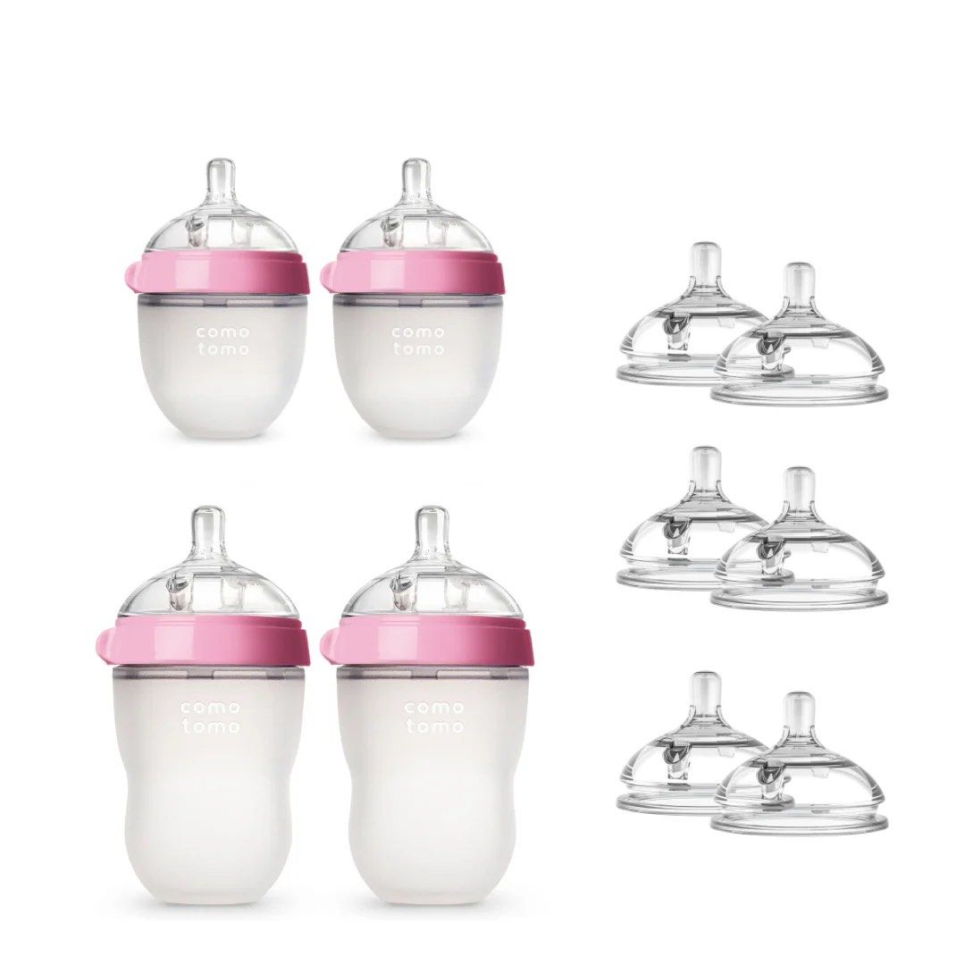 Comotomo Baby Bottle Bundle Pink (Category: Breastfeeding & Bottle Feeding) located in Quezon City. Submitted by kte15 (Listing ID 1460077333, Image 2). Description: Comotomo Baby Bottle Bundle (Pink) - 2x 5oz, 2x 8oz bottles. Includes slow, medium, fast flow nipples. BPA-free, easy to clean. Perfect for newborns to 6+ months. Opened and sterilized the newborn bottles to test it out, but baby prefers Hegen more. Decluttering baby items both new a