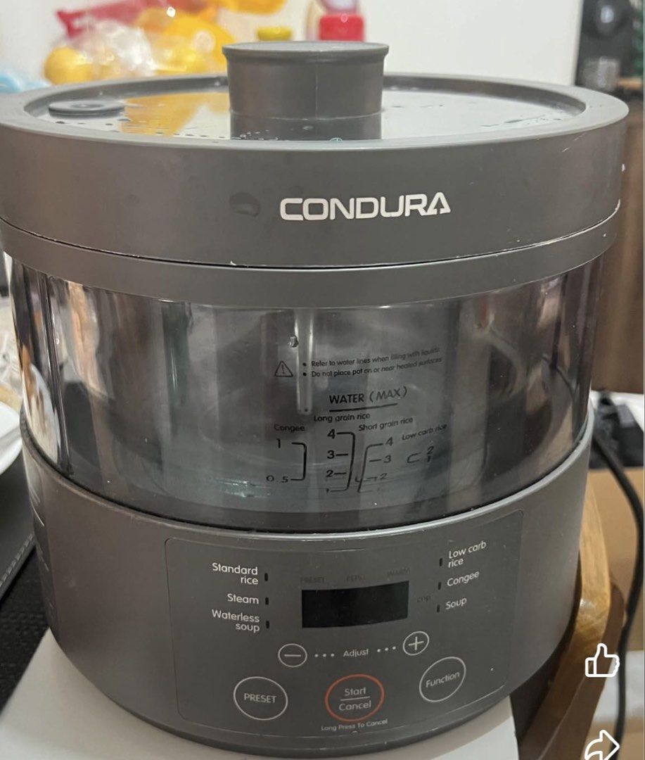 Condura digital steam multi cooker (Category: Other Kitchen Appliances) located in Muntinlupa City. Submitted by ababrl (Listing ID 1459930103, Image 2). Description: Slightly used multi cooker Can use for low carb rice too, steam vegetables, soup, congee or sterilize. Rfs: upgrading bigger .