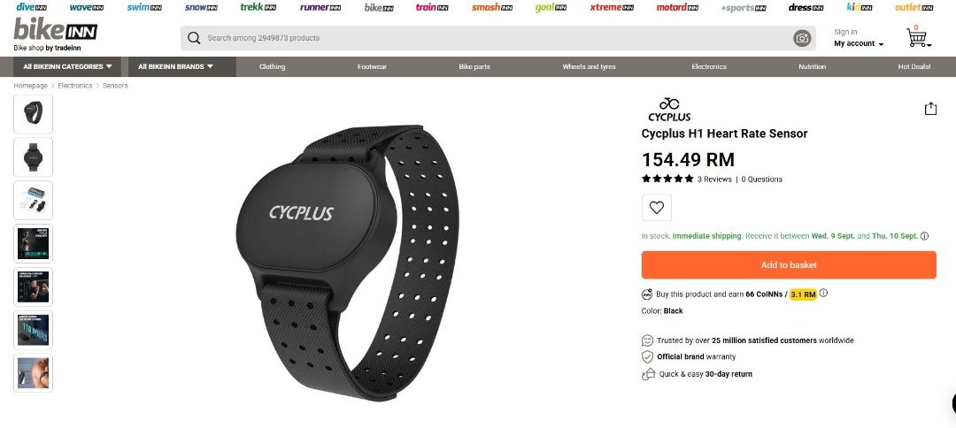 Cycplus H1 Heart Rate Monitor (Category: Bicycles) located in Kuantan. Submitted by akobpolisa74445 (Listing ID 1454573346, Image 2). Description: 1X Cycplus H1 Heart Rate Monitor Item baru Buka untuk test dan ambil gambar sahaja Video akan diberikan atas permintaan Barang Tiada warranty sebab dah bawah harga market Sila test dalam masa 24jam selepas barang diterima Pemberitahuan kerosakan mesti dalam tempoh 24jam selepas barang diterima Boleh ba