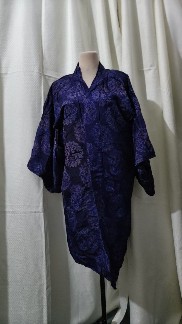 Dark Violet Floral Pattern Kimono Jacket (Category: Coats, Jackets and Outerwear) located in Taguig. Submitted by ymicloset (Listing ID 1459978190, Image 2). Description: - Dark violet kimono jacket - Features a beautiful floral pattern - Short sleeves - Open front design - Ideal for layering over any outfit - Unique and stylish piece - Suitable for casual wear or as a statement piece free size waist 40 inches.