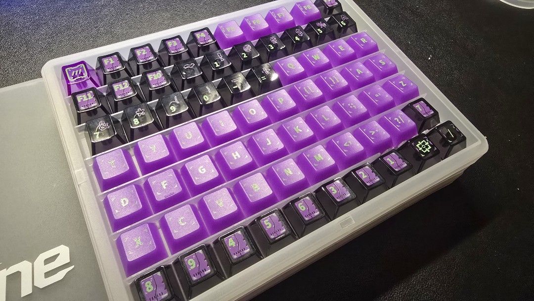 Deep Drive Engine Black Purple Cyber Style Keycaps (Category: Computer Keyboard) located in Quezon City. Submitted by manixbarba (Listing ID 1460077379, Image 2). Description: - Deep Drive Engine Keycaps - Striking Black and Purple Cyber Style - Crafted from PC Matte and PC Transparent materials - Features brighter and more transparent finish - Set includes keycaps and case only (keyboard not included).