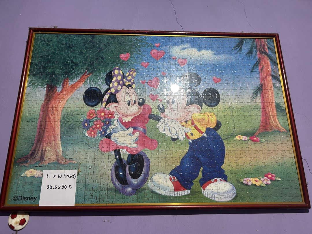 Disney Framed Jigsaw Puzzles (Category: Board Games & Puzzles) located in Los Banos. Submitted by annatolentinoxx (Listing ID 1459960730, Image 1). Description: Random Jigsaw Puzzle (frame included) - sizes indicated in the picture - small frames 300-400 each - big frame 1k each (orig Disney) - sealed baymax puzzle 500 Can do meet ups around Laguna area.